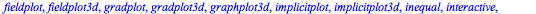 [animate, animate3d, animatecurve, arrow, changecoords, 
complexplot, complexplot3d, conformal, conformal3d, contourplot, 
contourplot3d, coordplot, coordplot3d, densityplot, display, 
dualaxisplot, fiel...